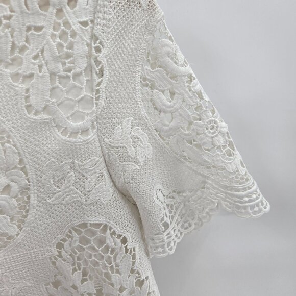 Desigual White Lace Embroidery Top Size Small - Picture 6 of 11